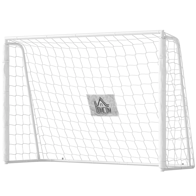 HOMCOM Portería de Fútbol con Soporte de Metal y Red para Entrenamiento de Fútbol en Jardín Aire Libre 186x62x123 cm Blanco