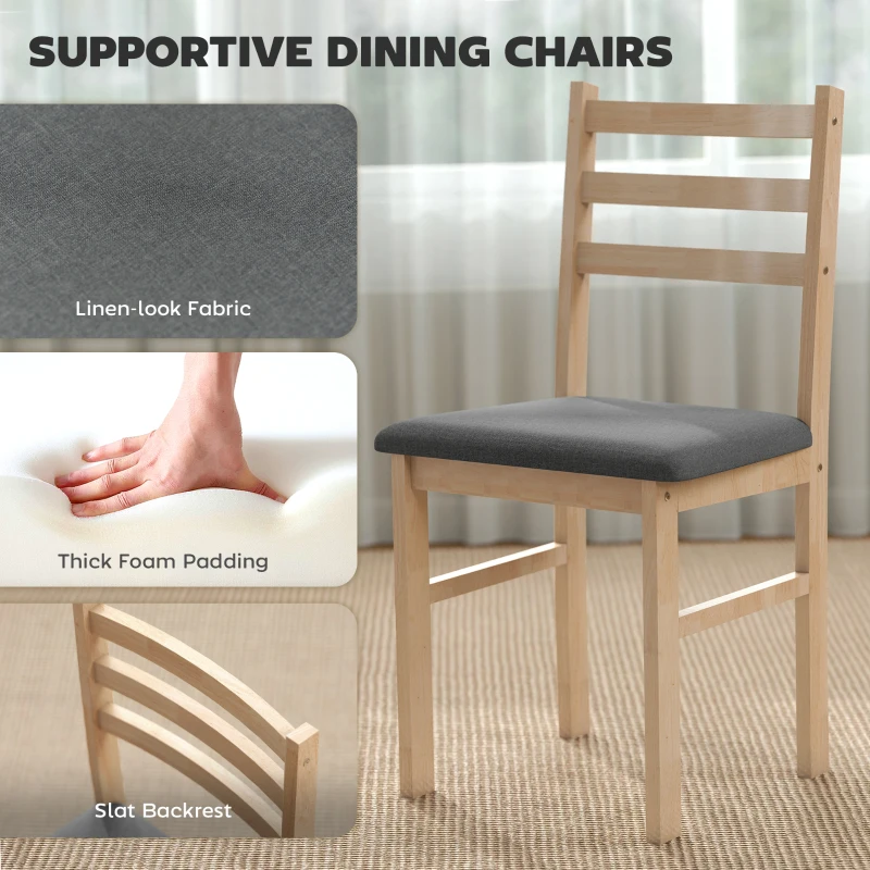 HOMCOM Zestaw stołowy z 2 krzesłami oszczędzający miejsce, kompaktowy dla małych przestrzeni, jadalnia, kuchnia, naturalne drewno