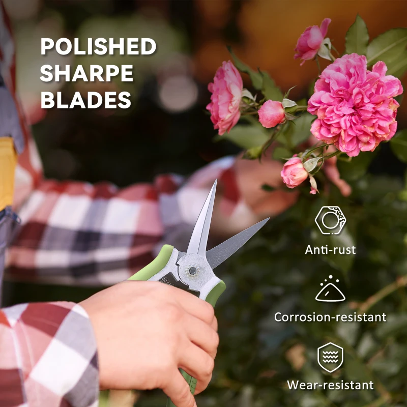 Zestaw narzędzi ogrodowych Outsunny 2 sztuki, Sekator ogrodowy i nożyce do gałęzi, zestaw narzędzi ogrodniczych, zielony + srebrny
