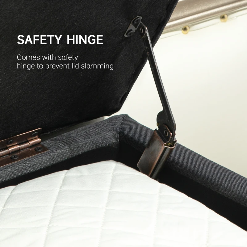 Ławka z pojemnikiem, skandynawski styl, ciemnoszara, poliester