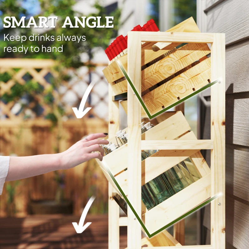 Regał na 3 skrzynki na napoje, drewniany, praktyczny, solidny