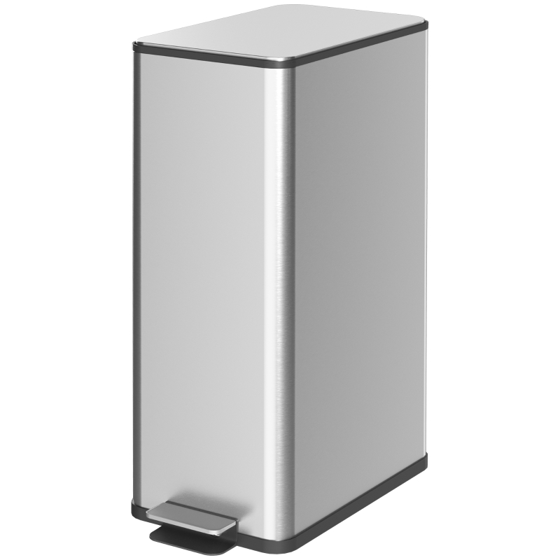 HOMCOM 20 Litre Kitchen Pedal Bin, Stainless Steel Rubbish Bin with Soft Close Lid, Fingerprint-Proof Slim Trash Bin with Removable Inner Bucket and Foot Pedal, Silver