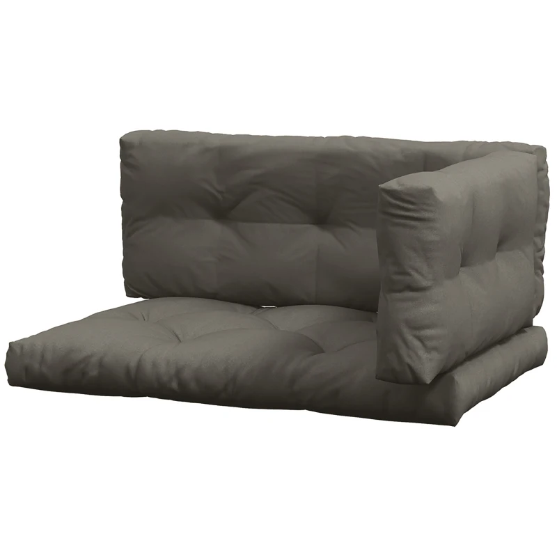 Outsunny Poduszki na palety, zestaw 3 sztuki, poduszki na ławki z ochroną UV, poduszki na meble ogrodowe, poduszki na taras, kolor ciemnoszary