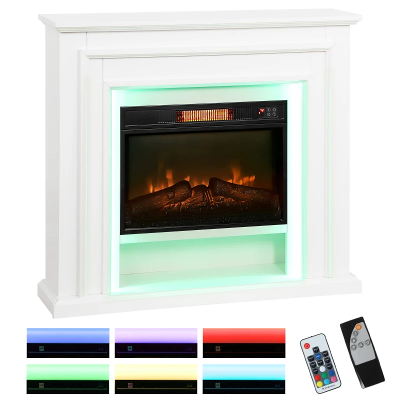 HOMCOM 4777 BTU Multicolour LED Electric Fireplace - White