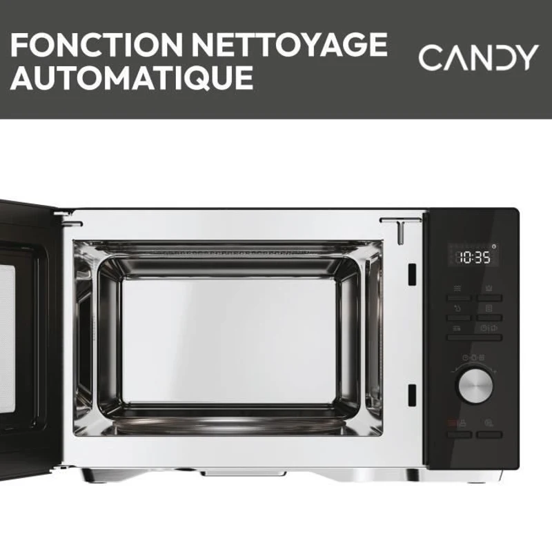 Micro-ondes Gril Candy Essenza CMGA31EDLB 1000W 31L Digital Noir - Fonction Nettoyage Auto - 5 Niveaux de Puissance -10 Menus Auto