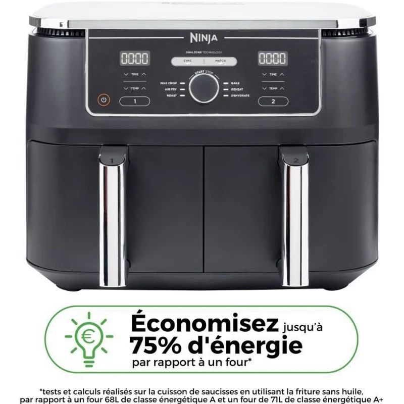 Friteuse sans huile NINJA - Foodi Max Dual Zone AF400EU - Capacité 9,5L - 6 programmes de cuisson - 2470W