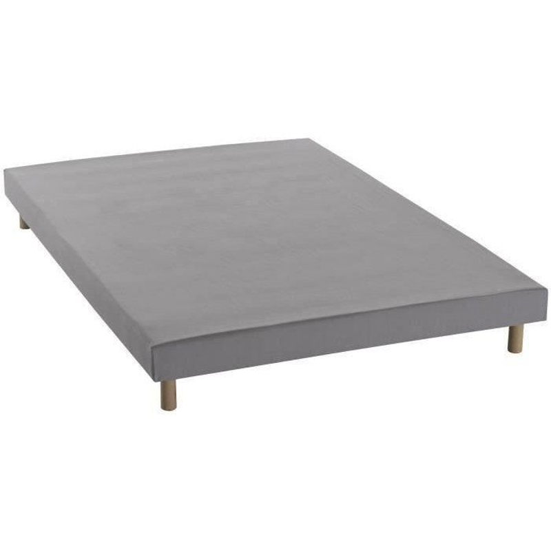 DEKO DREAM Rakenne Sommier tapissier a lattes 140 x 190 cm - Bois massif gris + Pieds