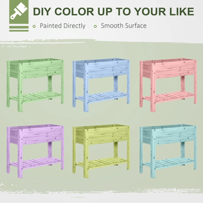 Outsunny Wooden Raised Plant Stand Outdoor Flower Bed Box with Clapboard 100 x 40 x 84cm
