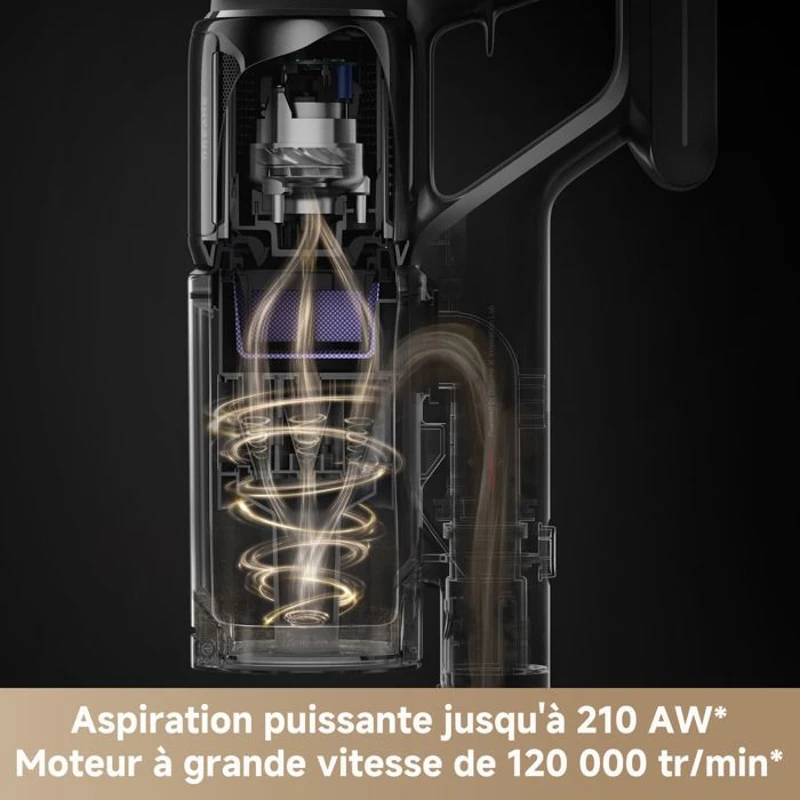 Aspirateur Balai sans Fil - DREAME Z10 - 210AW - Filtration 99,99% HEPA H14 - Détection poussiere - Réglage Auto de l'Aspiration