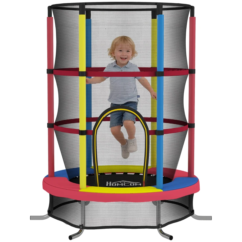 HOMCOM Kindertrampolin Ø160 cm Trampolin für Kinder 3–6 Jahre mit Sicherheitsnetz L-förmige Beine Mehrfarbig