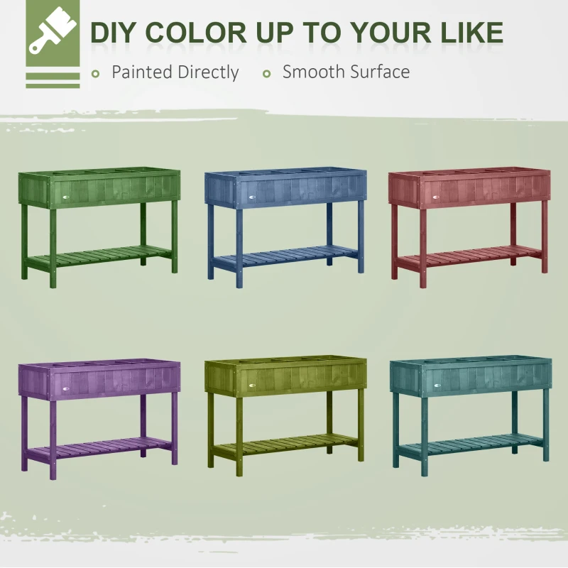 Outsunny Wooden Herb Planter Raised Bed Container Garden Plant Stand Bed 8 Boxes 110L x 46W x 76Hcm Brown