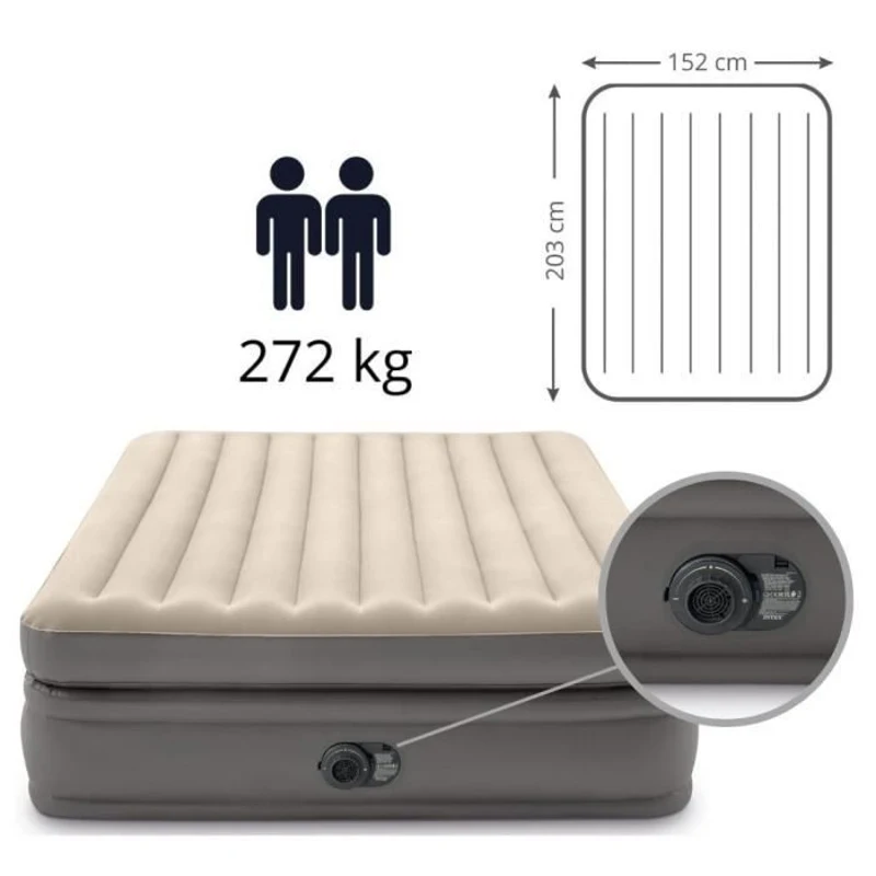 Matelas gonflable Intex - Prime Comfort - 2 personnes - 152x203x51 cm - Gris