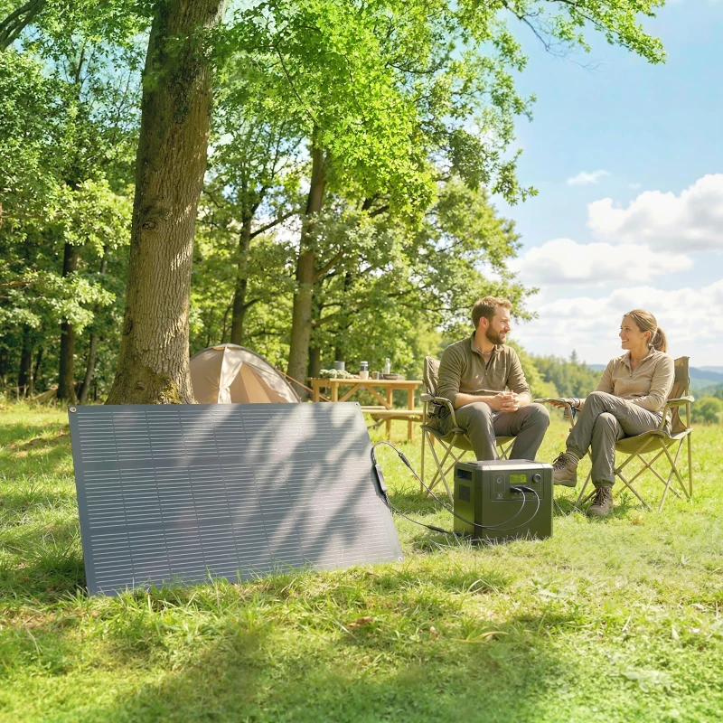 HOMCOM Panneau solaire 100W 18V chargeur solaire portable extérieur avec 2 USB, affichage LCD, étanche IP67