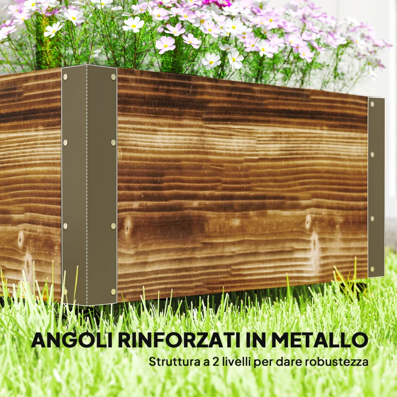 Outsunny Fioriera con Traliccio per Rampicanti e Rotelle, in Legno di Abete, 65x31x147 cm, Marrone