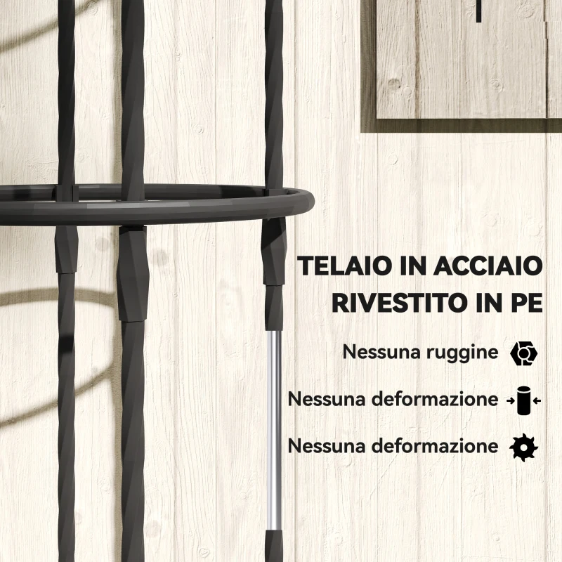 Outsunny Set 2 Supporti per Piante Rampicanti Alti 1.7 m in Acciaio Antiruggine con Decorazioni, Nero