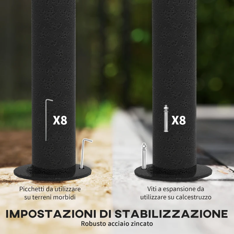 Outsunny Gazebo da Giardino 3x3m in Acciaio con Doppio Tettuccio e Tende, Beige e Grigio