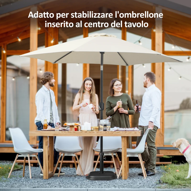 Outsunny Base per Ombrellone da Giardino in Plastica e Cemento da 11kg, 36x36x31cm, Nero