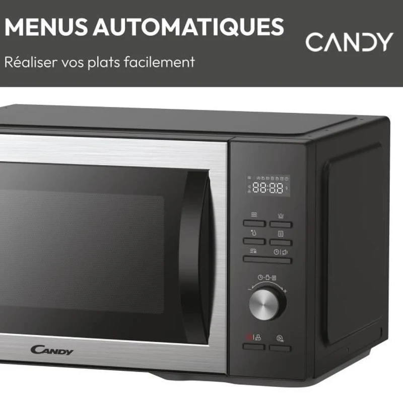 Micro-ondes Gril Candy Essenza CMGA31EDLB 1000W 31L Digital Noir - Fonction Nettoyage Auto - 5 Niveaux de Puissance -10 Menus Auto