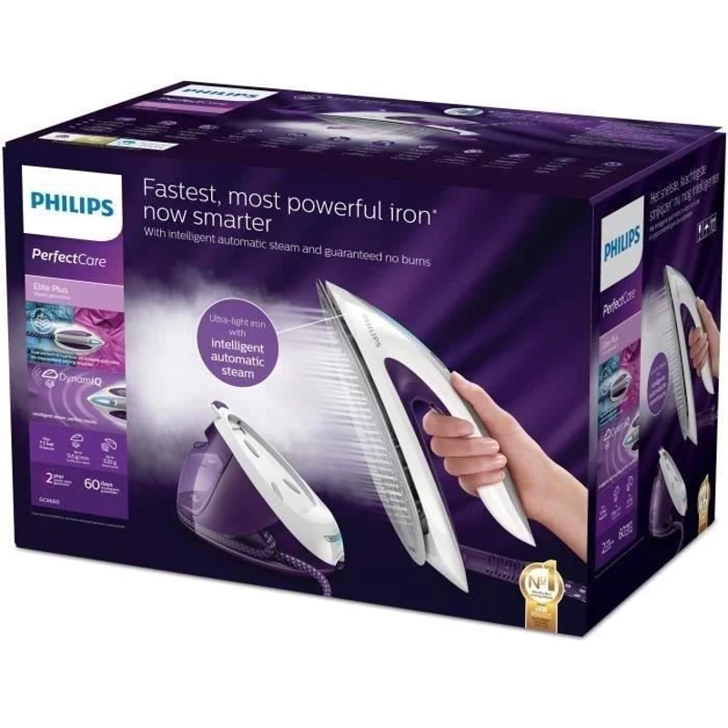 Centrale Vapeur - PHILIPS - GC9660/30 - PerfectCare Elite - 7.5 bars - 1.8L - Blanc/Violet