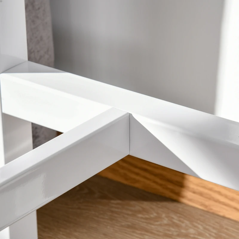 HOMCOM Table de bar table haute de cuisine mange-debout 120 x 40 x 100 cm châssis piètement acier, plateau aspect marbre blanc