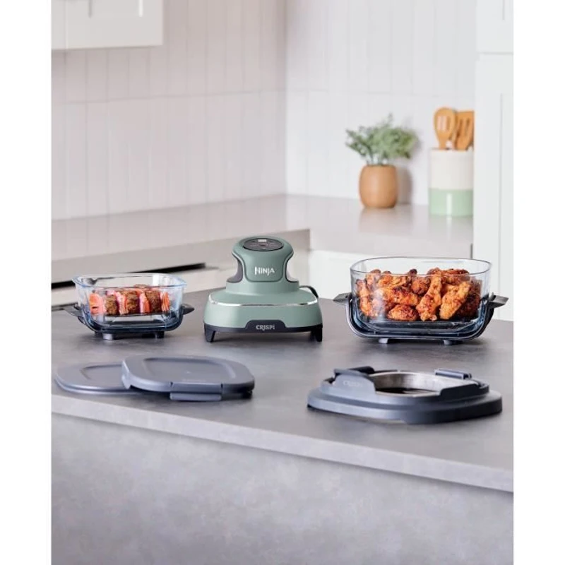 Friteuse sans huile portable NINJA - CRISPI - Récipients 1,4L et 3,8L - 4 programmes prédéfinis - 1700W - Sauge