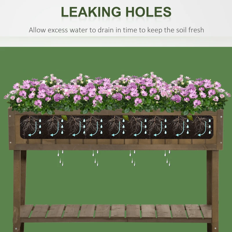 Outsunny Wooden Herb Planter Raised Bed Container Garden Plant Stand Bed 8 Boxes 110L x 46W x 76Hcm Brown