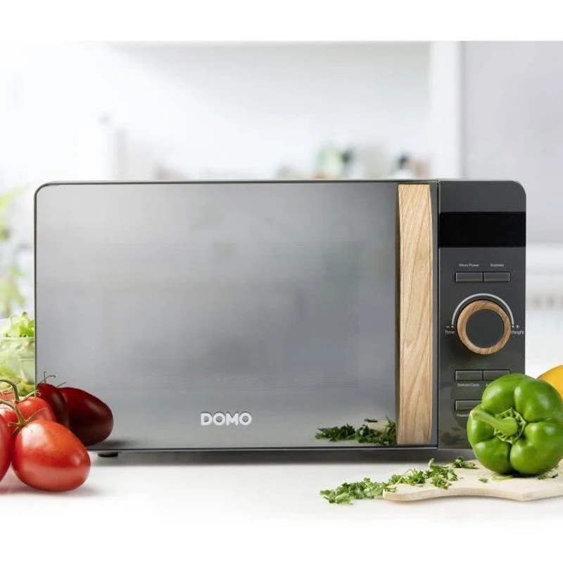 Micro-ondes - DOMO - DO3420 - Gris avec finition boisée - L45,1 x P34,7 x H25,8 cm - 20 L - 5 niveaux de puissance - 700W