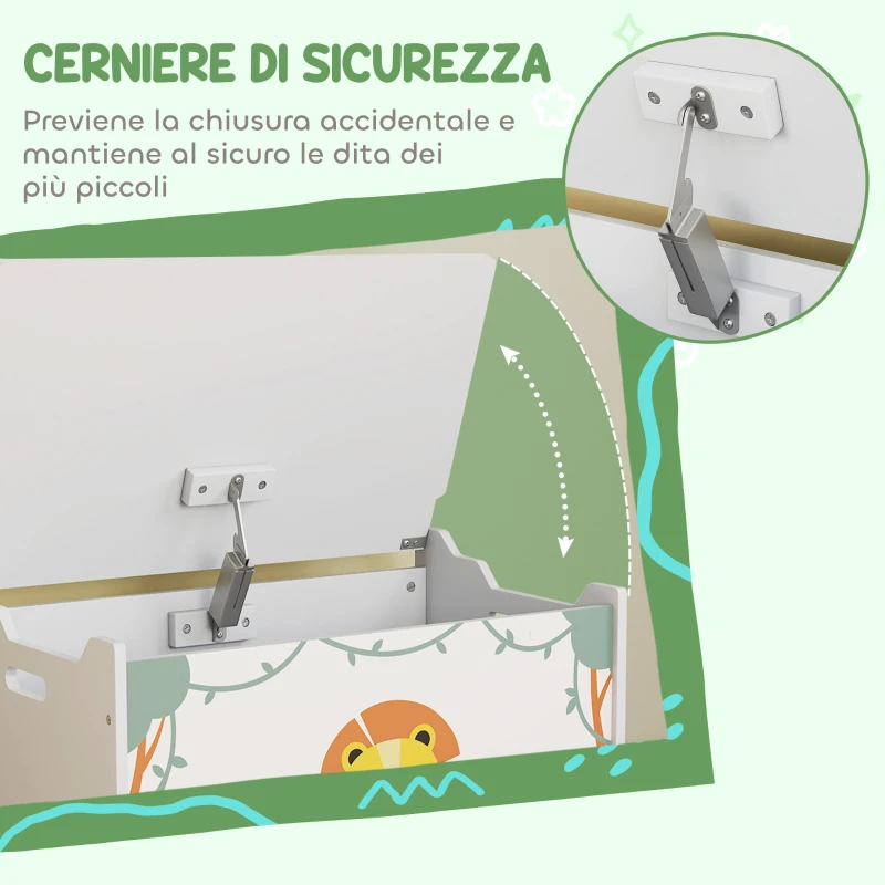 AIYAPLAY Baule Portagiochi con Coperchio per Bambini per Giocattoli e Vestiti, 60x37x39 cm, Verde