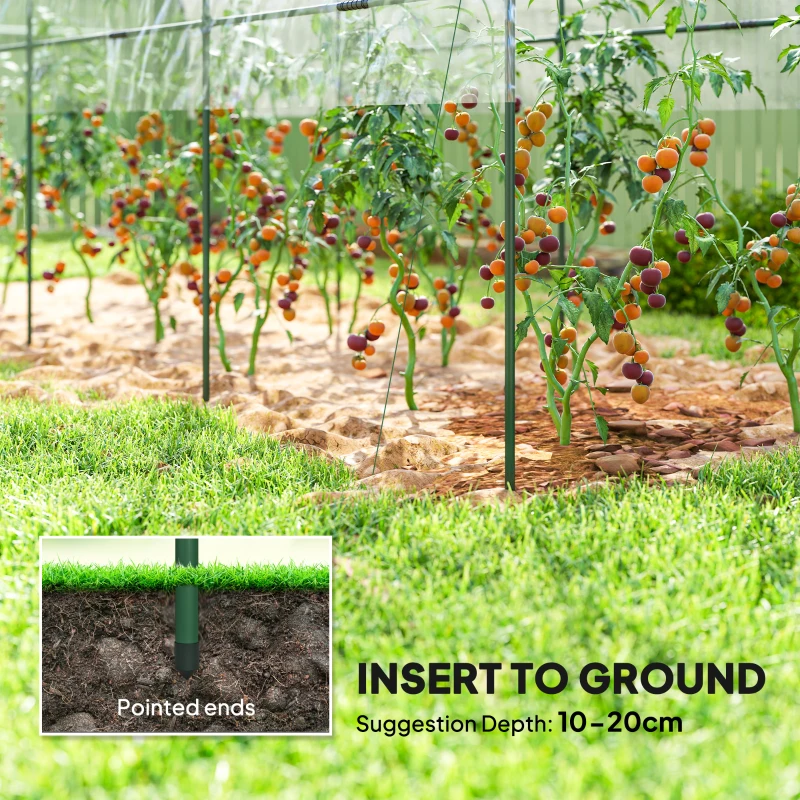 Outsunny Tunnel Tomato Greenhouse with 4 Hoops and Top Tap, Pointed Bottom and Guy Ropes, 400 x 123 x 171 cm, Clear