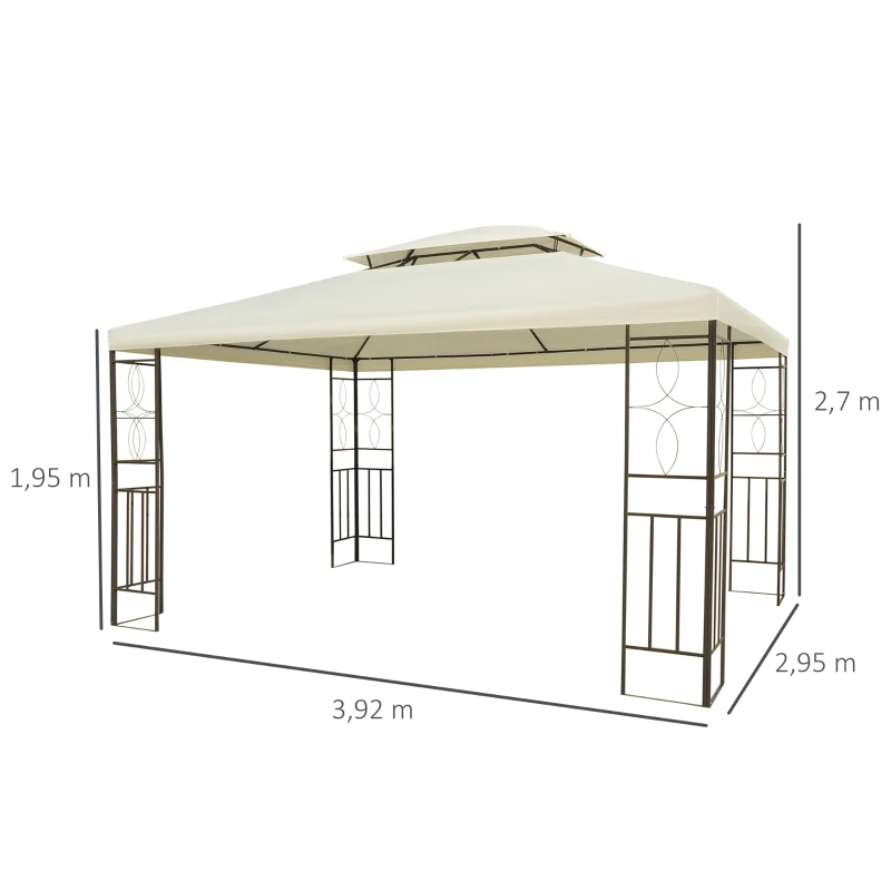 Outsunny Tonnlle de jardin barnum pavillion de jardin 3 x 4 m double Toit avec moustiquaires amovibles imperméable blanc
