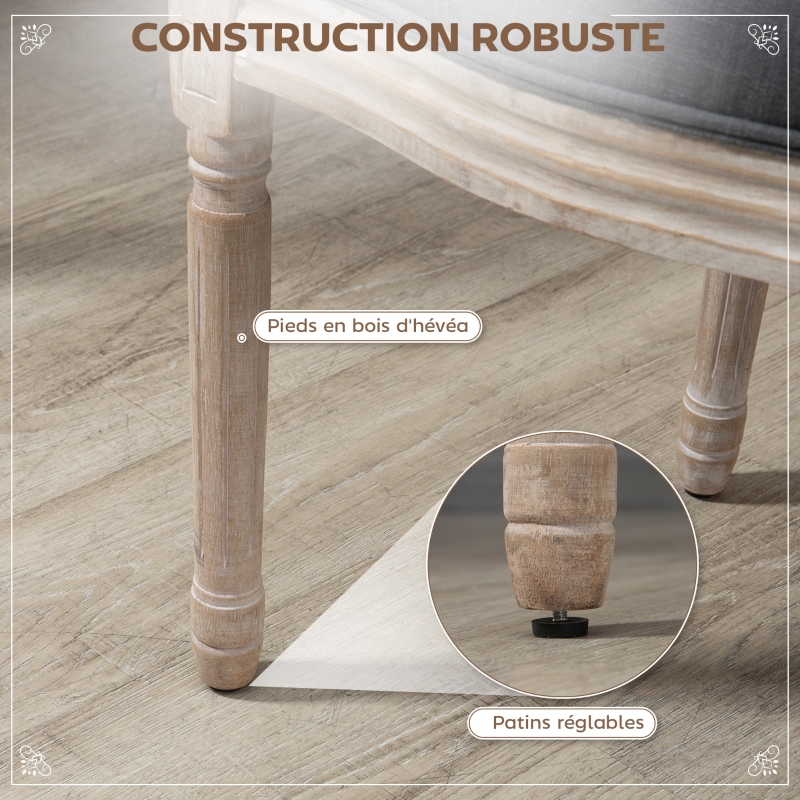 HOMCOM Lot de 2 chaises de Salle à Manger - Chaise de Salon médaillon Style Louis XVI - Bois Massif sculpté, patiné