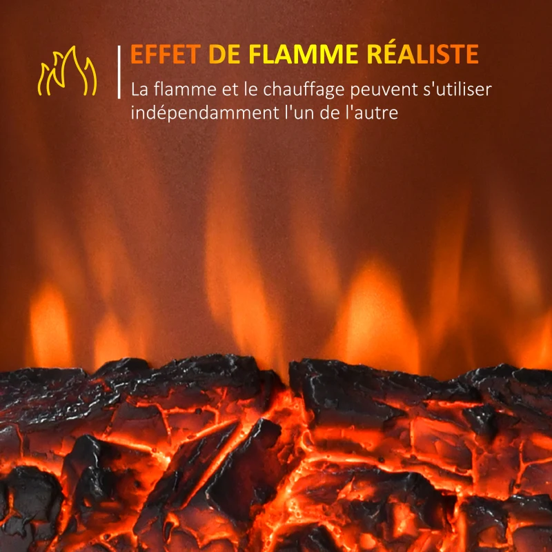 HOMCOM Cheminée électrique Effet de Flamme Style néo rétro Thermostat 1000-2000 W Noir Or