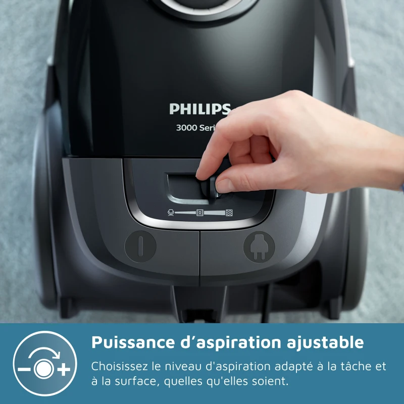 Aspirateur avec sac - PHILIPS - XD3112/09 - Série 3000 Performer Compact - 900W - 79db - Noir