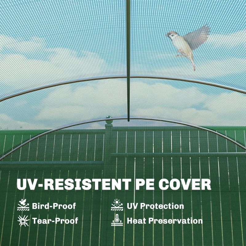 Outsunny 19 x 9.8ft Walk-In Polytunnel Greenhouse - Green