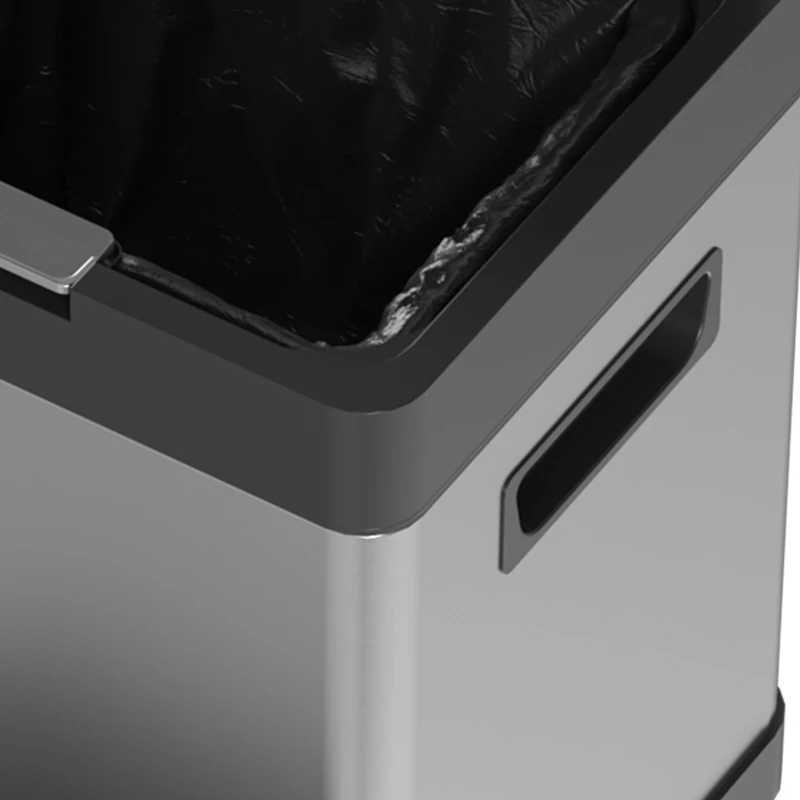 HOMCOM Cubo de basura 20+14 L, cubo con pedal y tapa, compartimento basculante, cubos interiores extraíbles, acero inoxidable, 32,5 x 31,5 x 78 cm, plateado