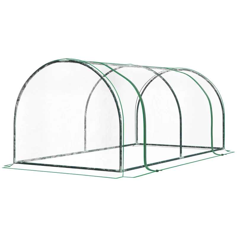 Outsunny Tunnel Greenhouse Green Grow House for Garden Outdoor, Steel Frame, PVC Cover, Transparent, 200 x 100 x 80cm