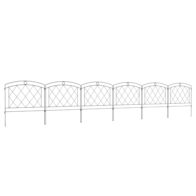 Outsunny Metal Decorative Outdoor Picket Fence Panels Set of 6, Black