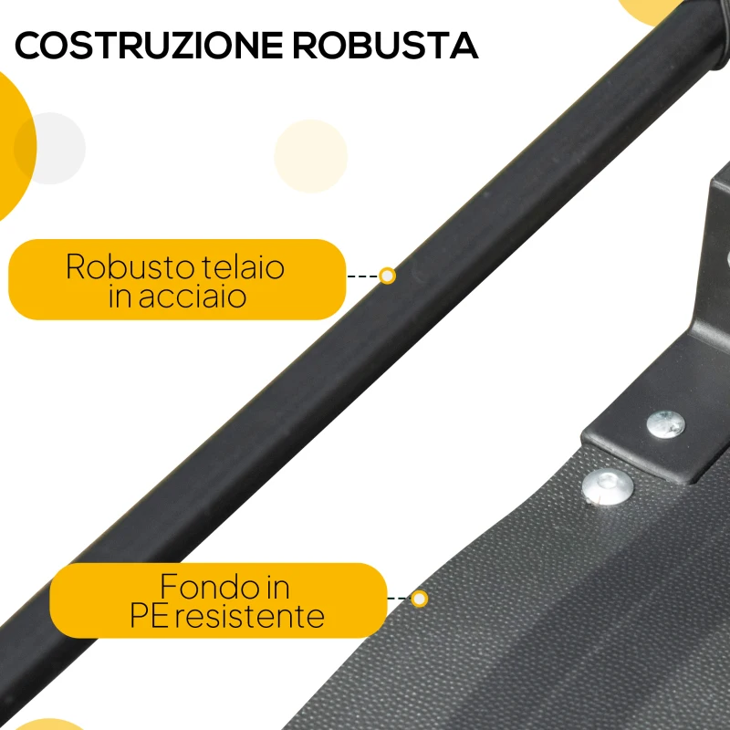 HOMCOM Carrello Bici da 70L con 2 Ruote da 16", 2 Catarifrangenti e Bandierina, in Acciaio e PE, 125x64x53.5 cm, Nero