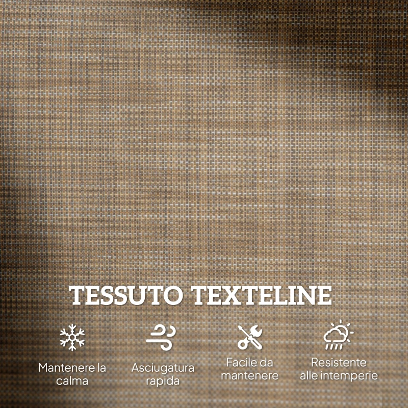 Outsunny Panchina a Dondolo 2 Posti da Giardino in Metallo e Tessuto a Rete, 120x70x85 cm, Marrone Chiaro