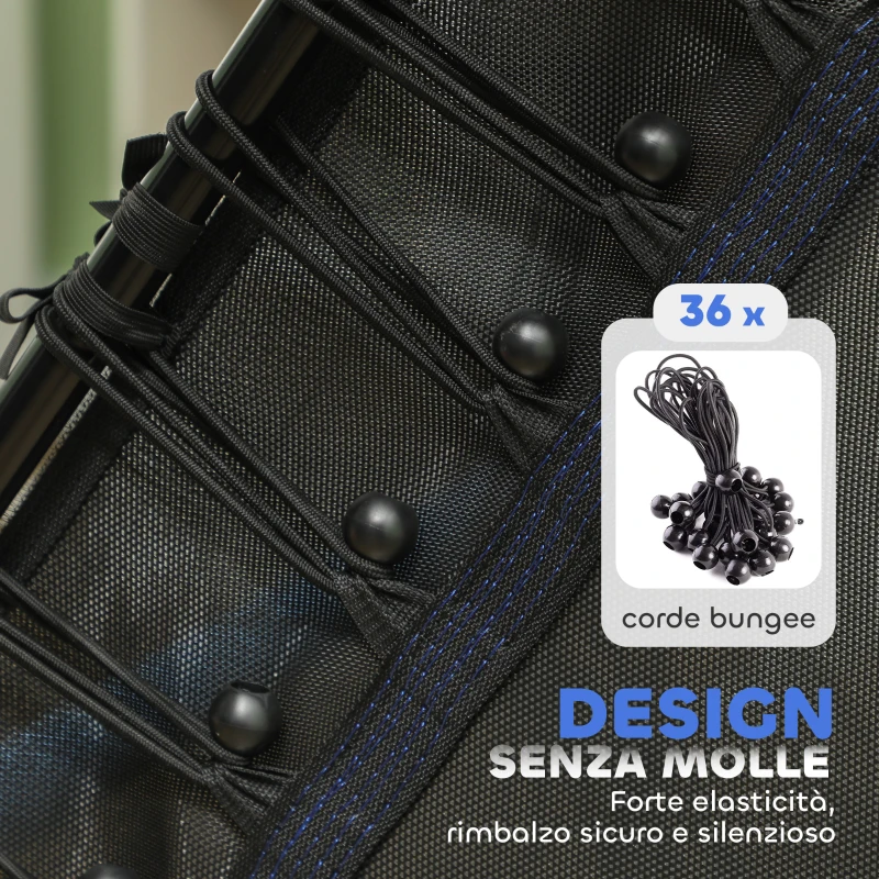 HOMCOM Tappeto Elastico per Bambini con Ingresso a Cerniera e Pali Imbottiti, in Acciaio, PP e EPE, Ø163.5x190 cm, Blu