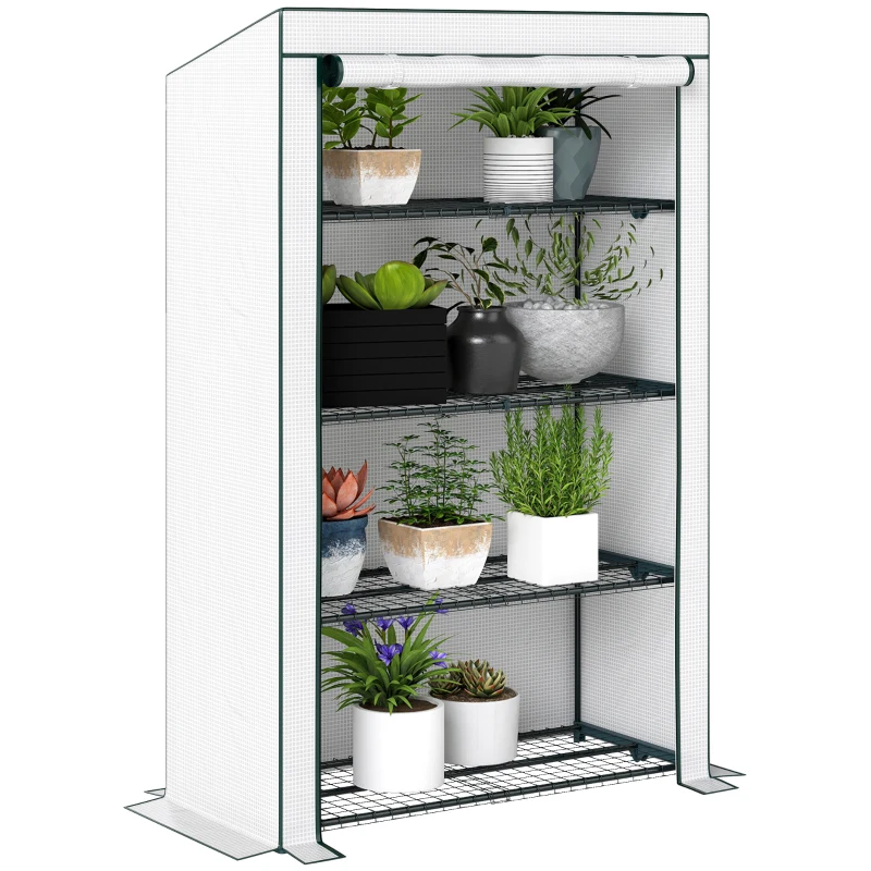 Outsunny Four-Tier Mini Greenhouse - Green/White