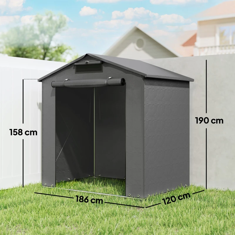 Outsunny 6 x 4 ft Outdoor Garden Storage Shed, Waterproof Bike Tent with Vent and Roll-Up Zipper Door