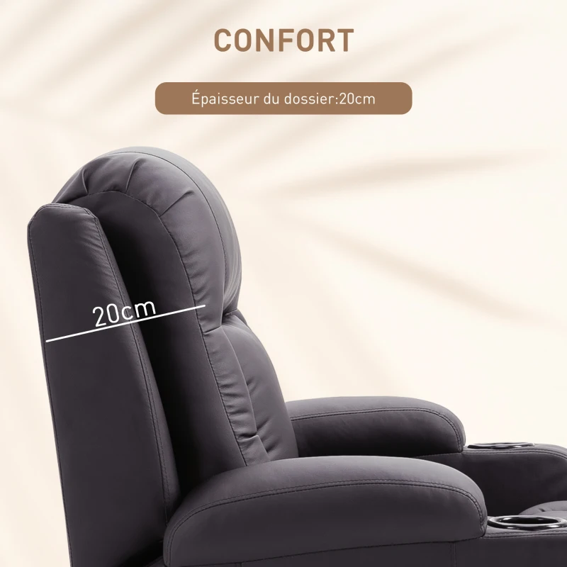 HOMCOM Fauteuil de Massage et Relaxation électrique Chauffant 360° pivotant inclinable manuellement Repose-Pied télécommande ‎Marron