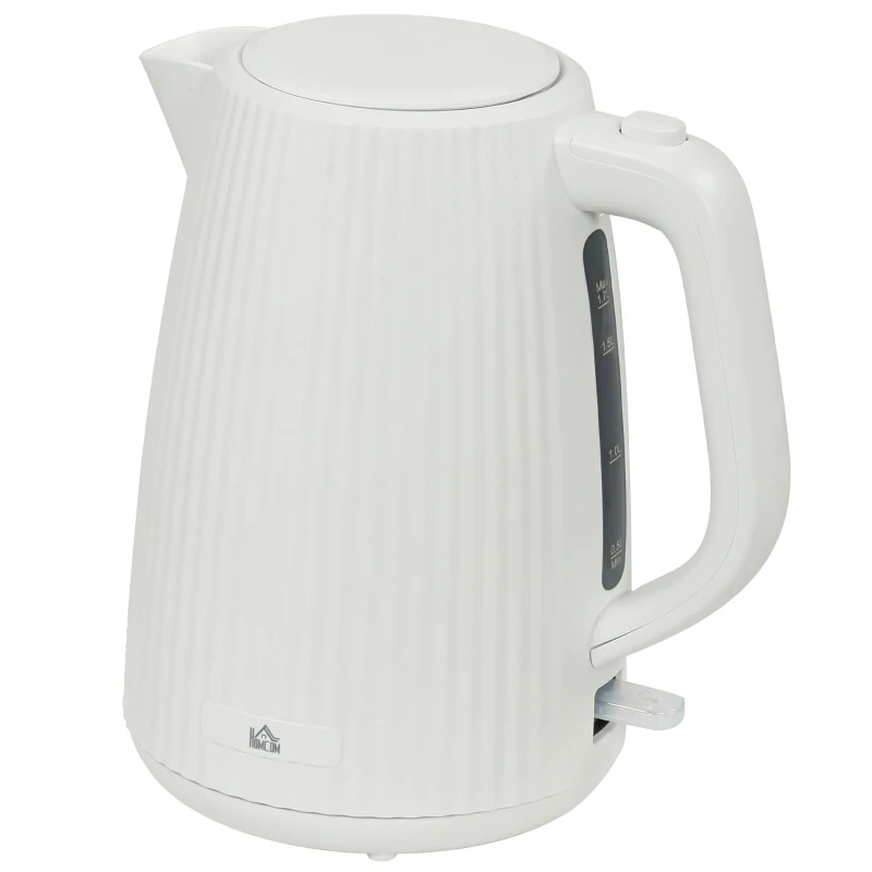 HOMCOM Fierbător Electric 1,7L 2025W cu Filtru Anticalcar Detașabil Oprire Automată Bază Rotativă 360° Crem