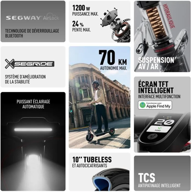 Trottinette électrique - SEGWAY - F3 Pro E - 1200 W - 10