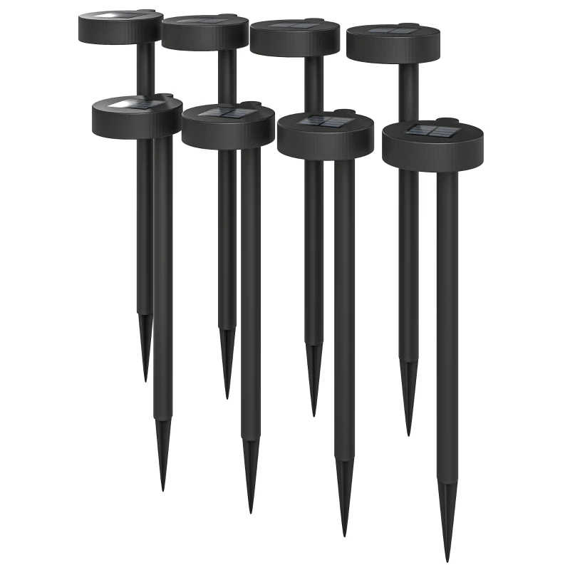 Outsunny Solar Lights Outdoor Garden Stake 8 Pack Pathway Lighting, Solar Stake Lights with Auto On/Off LED, IP44 Waterproof Plastic Outdoor Garden Lighting for Path, Patio and Landscape