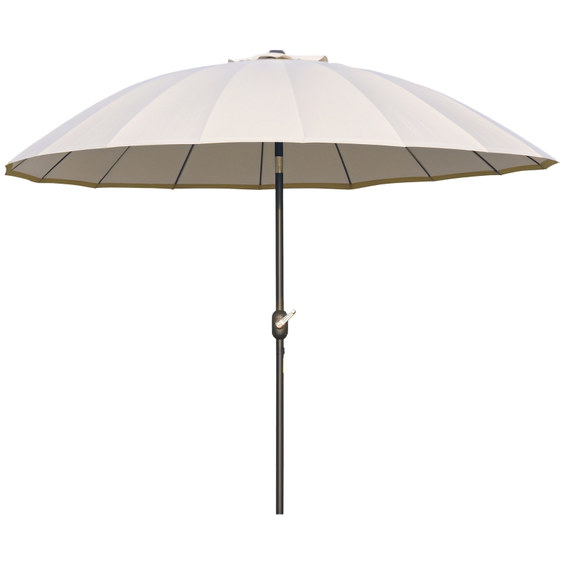 Outsunny 2.5m Shanghai Garden Parasol Umbrella with Crank & Tilt, Adjustable Outdoor Sun Shade, Off-White