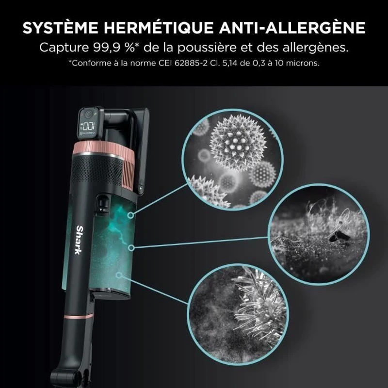 SHARK Stratos IZ400EU - Aspirateur Balai sans fil - Technologie DuoClean + PowerFins Plus - Eclairage LED
