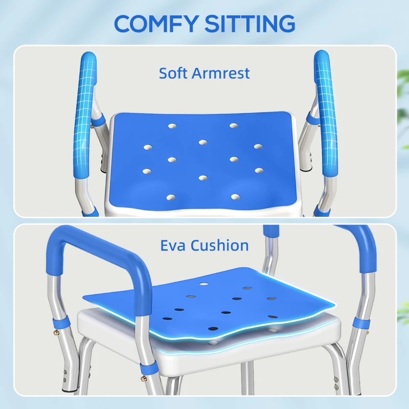 HOMCOM 57-69cm Aluminium Frame Bath Seat