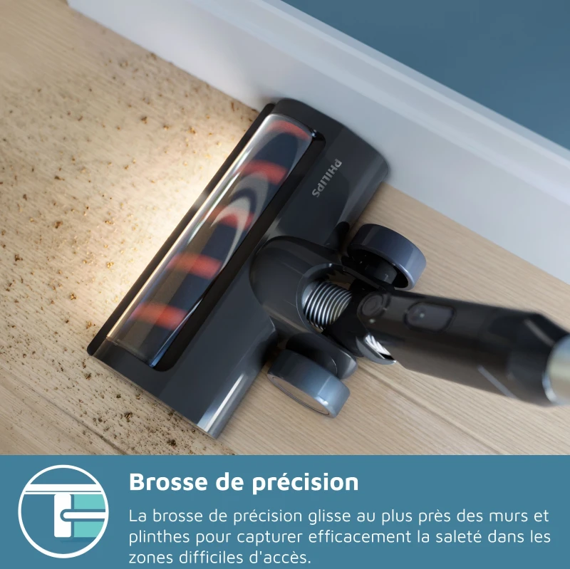 Aspirateur balai sans fil - PHILIPS - XC3033/01 - Série 3000 - batterie lithium-ion 25.2V - balai a LED - Vert Cargo